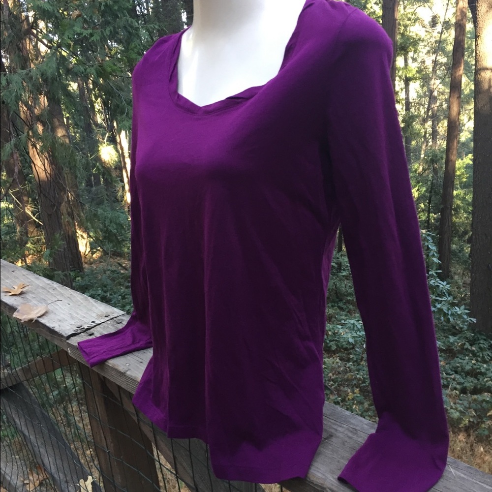 Lands End raspberry classic T shirt,l/sfree shipping always,activewear top,HP25 - Picture 5 of 11